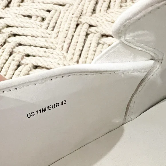 VINCE White Leather Woven Textured Womens Slip On Platform Sneakers size US 11 - Picture 4 of 9